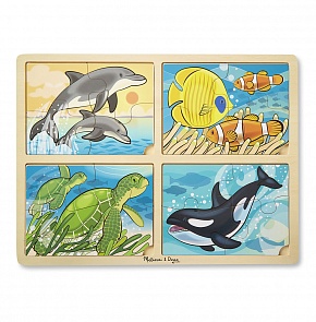 Набор пазлов Морская жизнь, 4 в 1 (Melissa&Doug, 9367M_md)